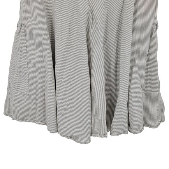Vintage 90s Pin Striped Cotton Skirt 12 Gray Full Midi Pockets Casual Boho India - Picture 8 of 10